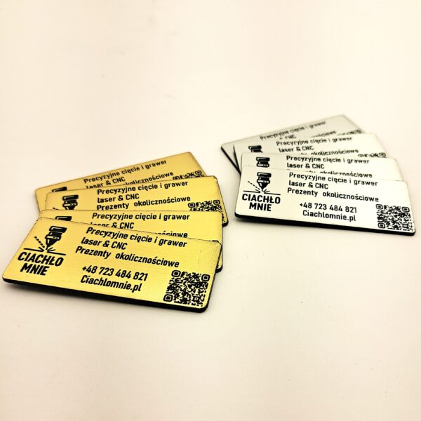 trwałe wizytówki z laminatu – zestaw 20 szt. + stojak