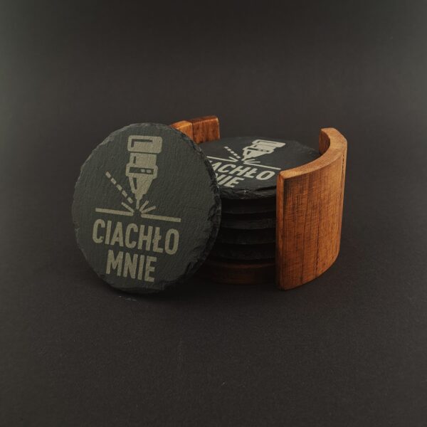 podstawki z łupka z własnym wzorem – zestaw 6 szt. + stojak