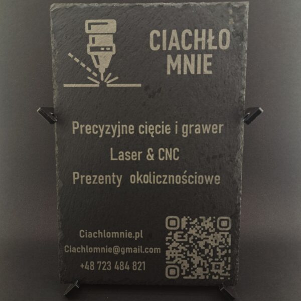 tablica informacyjna z podstawką plexi | karta menu z łupka z grawerem